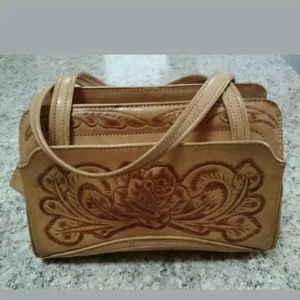 Corvi Hand Tooled Tan Vintage Handbag